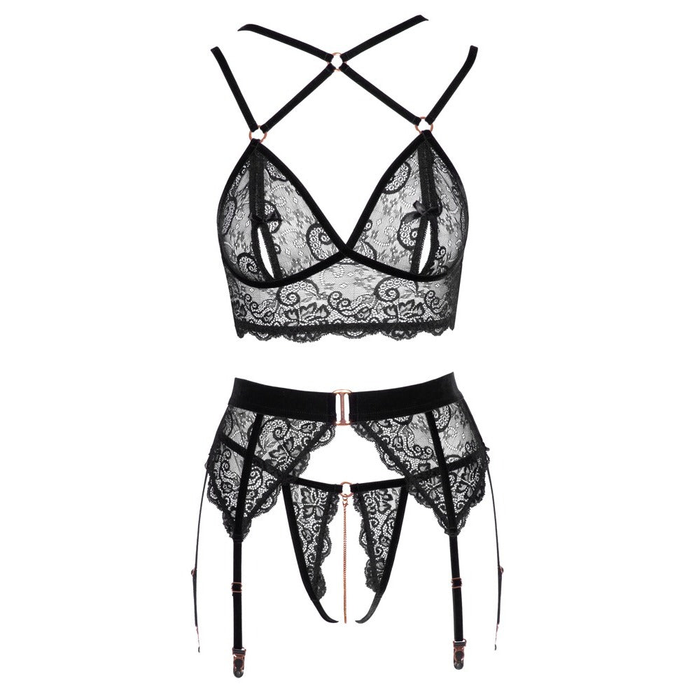 Abierta Fina Lacey Open Suspender Set