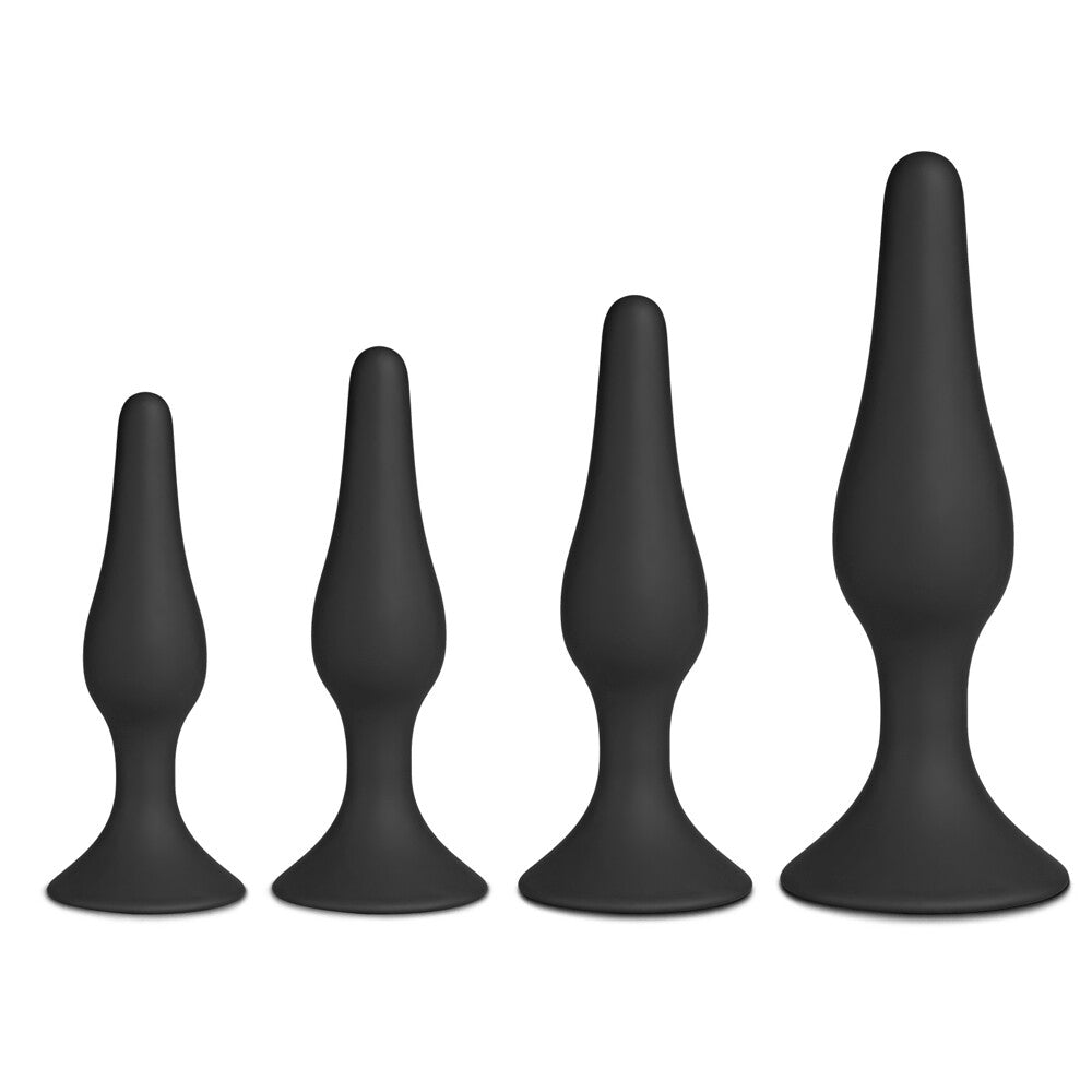 Set of Four Silicone Butt Plugs Black